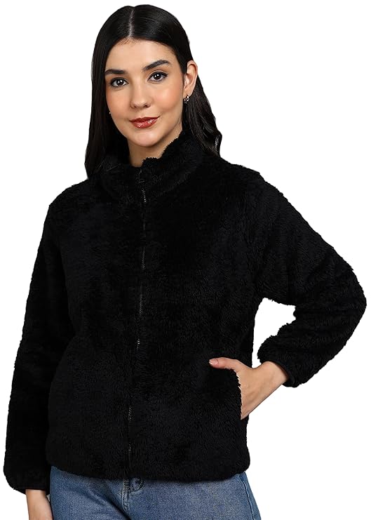 Latest Deal On Alan Jones Clothing Women’s Fluffy Yarn Fleece Full-Zip Jacket - Dealsified