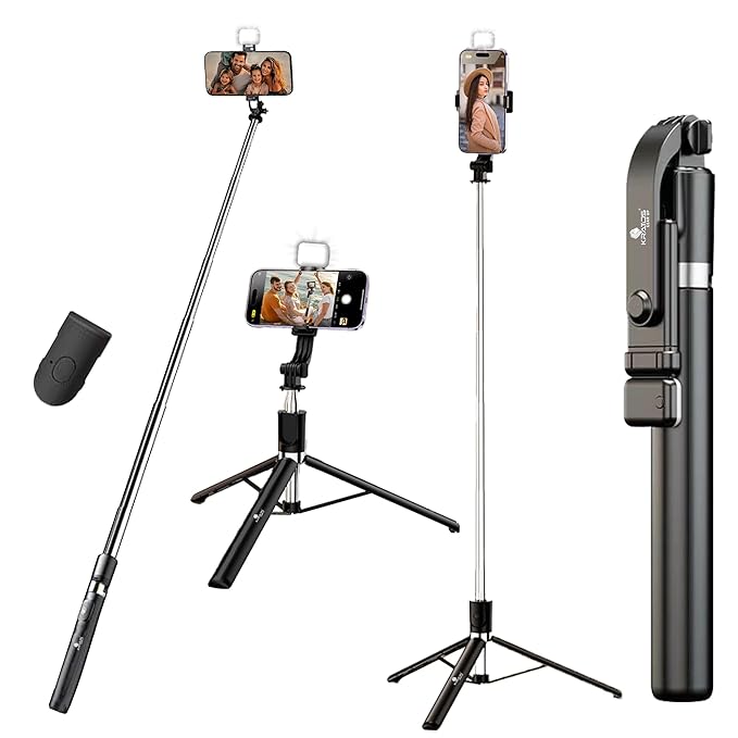 Latest Deal On Kratos K9 Selfie Stick Tripod With Light - Dealsified