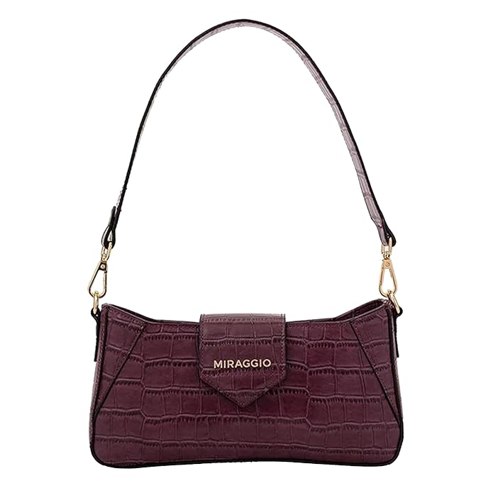 Latest Deal On Miraggio Croc Textured Isabella Shoulder Handbag for Women - Dealsified