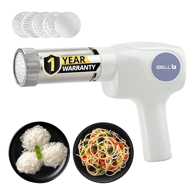 Latest Deal On IBELL Electric Idiyappam Maker, Pasta & Noodle Maker with 5 Molds, 50Watts Power - Dealsified