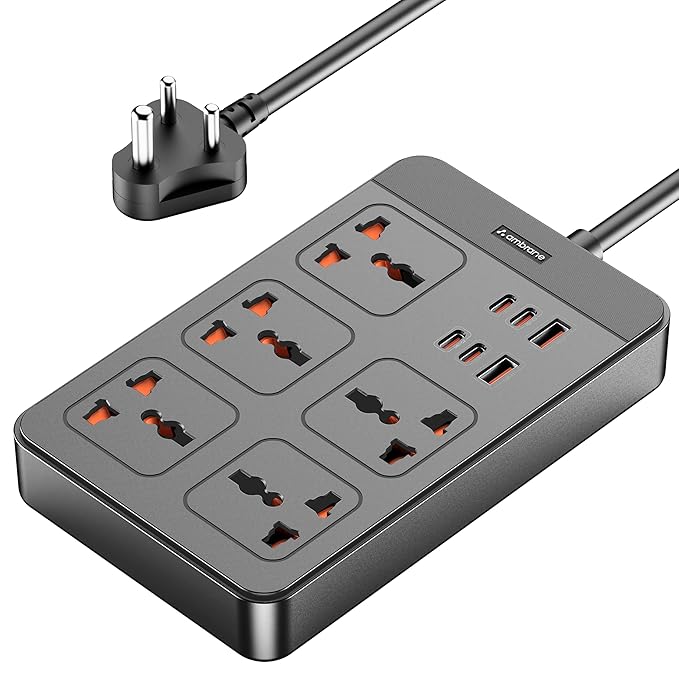 Ambrane Extension Board, 4 Type C, 2 USB, 5 International Power Sockets, 2500W Output Latest Deal On Ambrane Extension Board, 4 Type C, 2 USB, 5 International Power Sockets, 2500W Output - Dealsified