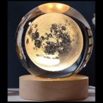 Desidiya 3D New Moon Crystal Night Light Decorative Quartz Glass Ball Bedroom Table Light
