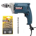 KHADIJA Drill Machine 10mm With Free 13Pcs HSS Drill Bits & 1Pc Masonary Bit Combo 6 Months Warranty