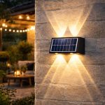 Gesto 4W Solar Wall Lights Outdoor Waterproof IP65, Warm White Up & Down Wall Lamp with 1200mAh Battery