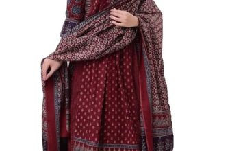 KLOSIA Women’s Rayon Printed Anarkali Kurta and Pant with Dupatta Set