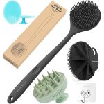 KROYWEN Soft Silicone Back Scrubber Long Handle Bath Brush + Body Scrubber Bath Brush + Scalp Massager