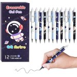 Toyshine 12 Pc Astronaut Theme Stylish Retractable 0.5mm Erasable Gel Pen, Blue Ink