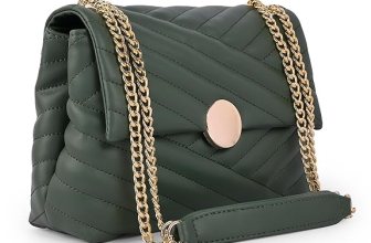 ADISA Women’s Girls Quilted Cross Body Sling Bag with Gold Chain