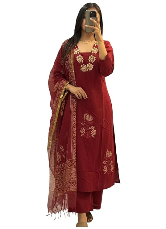 Latest Deal On ANNI Designer Women's Rayon Viscose Straight fit Printed Embroidered Kurta with Pant & Dupatta - Dealsified