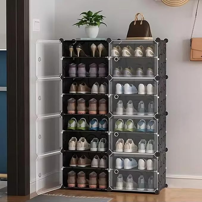 Latest Deal On AYSIS Premium Modular Plastic Shoe Rack for Home with Door - Dealsified