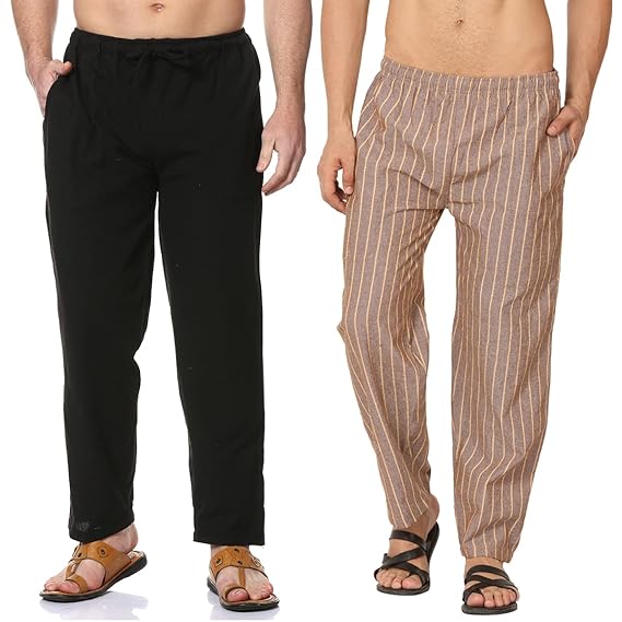 Latest Deal On Aatman One Size Men's Eco-Friendly Cotton Pyjama Pack of 2 - Dealsified
