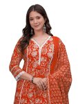 Amayra Women’s Pure Cotton Printed Straight Kurta Set with Palazzo Pants & Dupatta