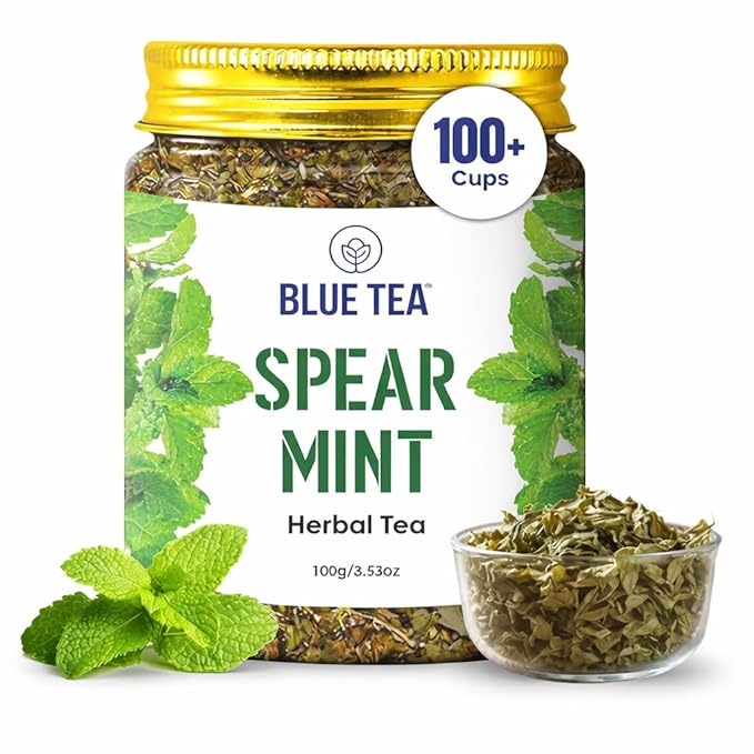 Latest Deal On BLUE TEA - Spearmint Herbal Tea - 100 gm -100 Cups - Dealsified