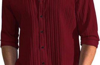 DEELMO Men’s Casual Button Down Shirts Long Sleeve Linen Shirt