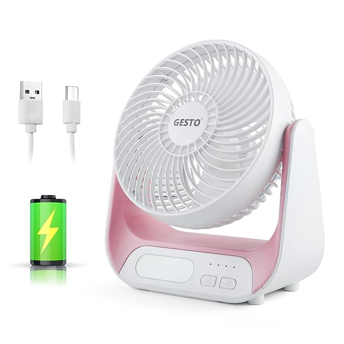 Latest Deal On Gesto 7.4 Inch High Speed Rechargeable Table Fan for Home - Dealsified