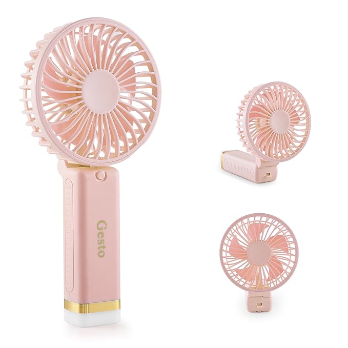 Latest Deal On Gesto Portable Fan Rechargeable with LED Light – Foldable Mini Fan - Dealsified