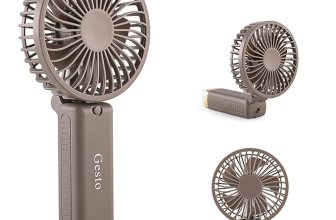 Gesto Portable Fan Rechargeable with LED Light – Foldable Mini Fan