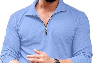 KAJARU Men’s Polyester Blend T Shirt with Spread Collar Neck Line Zipper Closure Full Sleeves