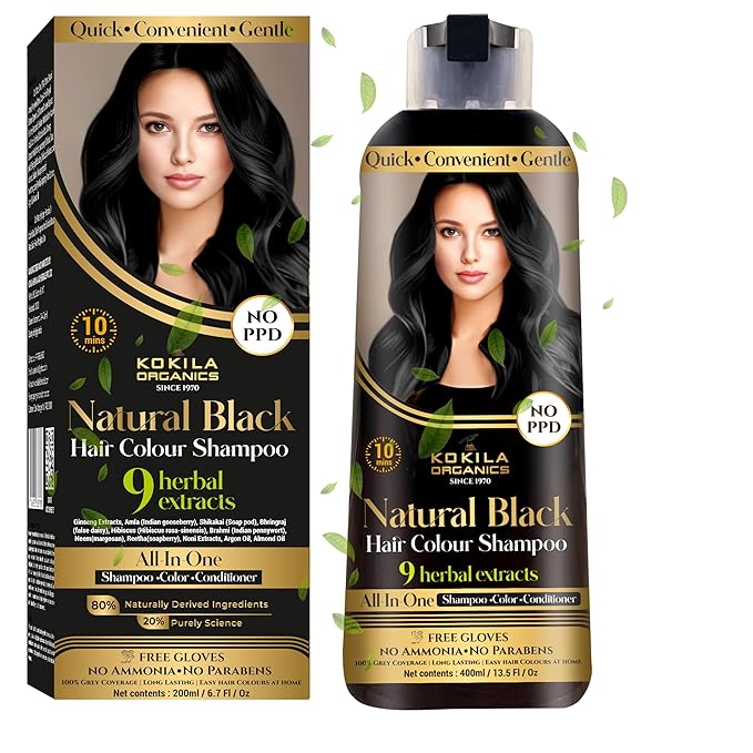 Latest Deal On Kokila NO PPD Shampoo Hair Colour - Black 400ml for Women and Men - Dealsified