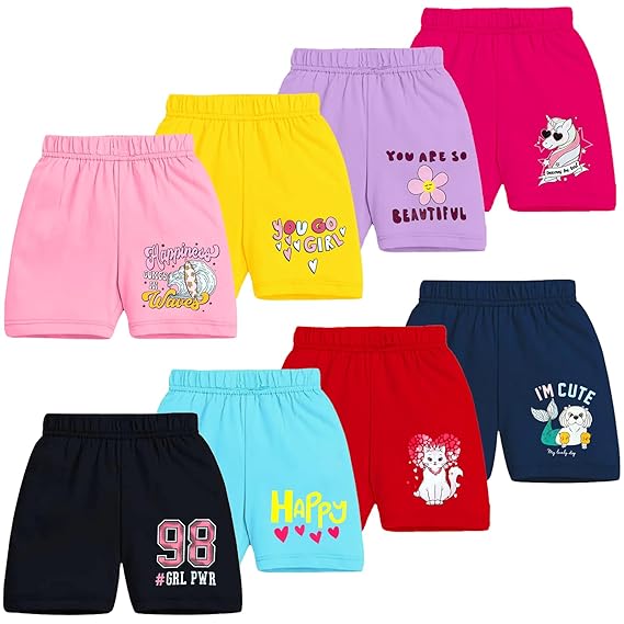 Latest Deal On Kuchipoo Girls Regular Fit Cotton Shorts - Pack of 8 - Dealsified
