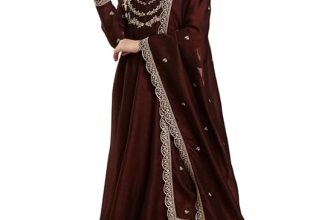 MOKOSH Women’s Silk Embroidered Anarkali Kurta and Pant Set with Dupatta
