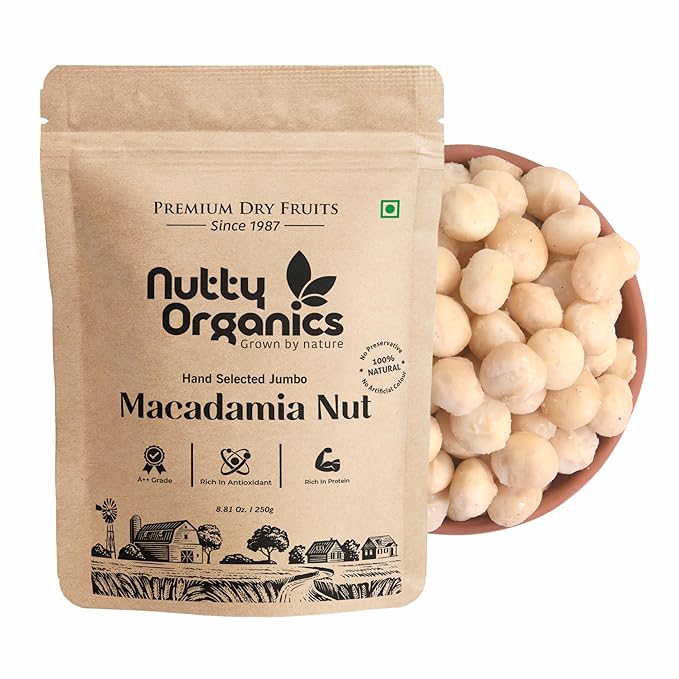 Latest Deal On NUTTY ORGANICS Macadamia Nuts - 250 GM - Dealsified
