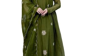 Nermosa Women Embroidery Solid Anarkali Kurta and Pant Set with Dupatta