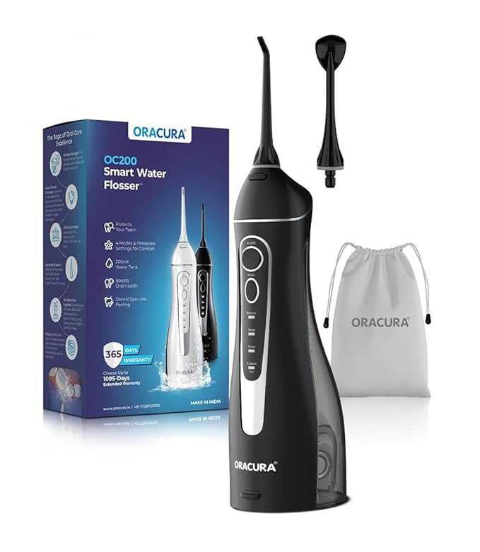 Latest Deal On ORACURA® Smart PLUS Water Flosser® OC200 LITE Black comes with 2 Nozzle tips - Dealsified