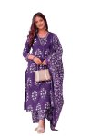 PARTHVI Women’s Pure Cotton Printed Straight Kurta Set with Palazzo Pants & Dupatta