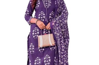 PARTHVI Women’s Pure Cotton Printed Straight Kurta Set with Palazzo Pants & Dupatta