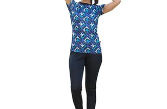 ROVARS RRovars Poly Jersey Two Piece Women Swimwear Printed Swim Top with Plain Legging