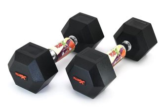 RUBX Rubber Coated Professional Exercise Hex Dumbbells (Pack of Two)