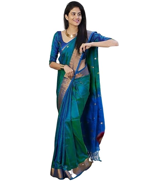 Latest Deal On SGF11- Women's Kanjivaram Woven Soft Silk Saree With Blouse Piece - Dealsified
