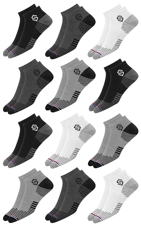 Latest Deal On SWAGR 12 Pairs Sports Cotton Ankle Length Socks for Men, Pack of 12 - Dealsified