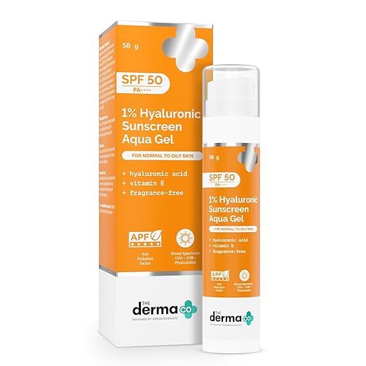 Latest Deal On The Derma Co 1% Hyaluronic Sunscreen Aqua Gel SPF 50 PA++++ - Dealsified