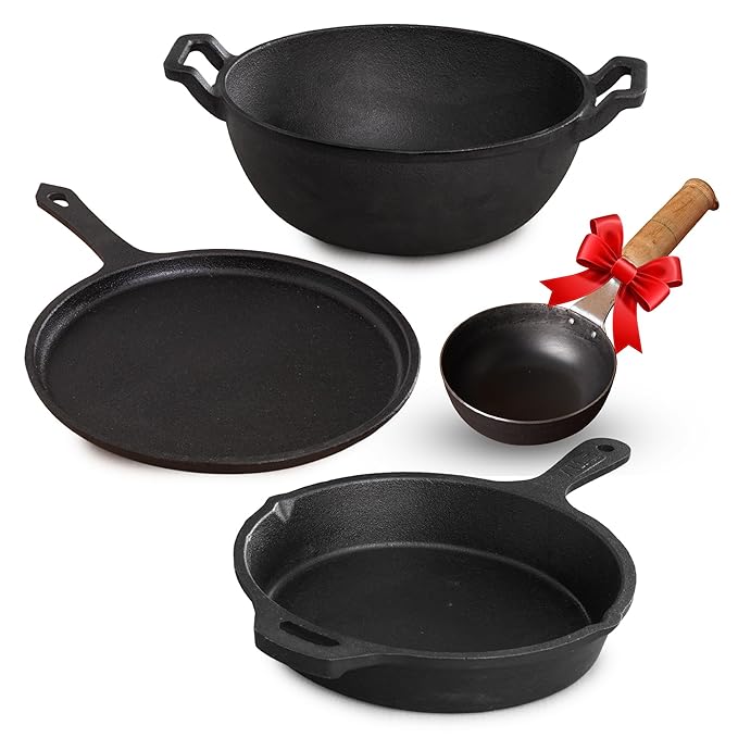 Latest Deal On The Indus Valley Pre-Seasoned Cast Iron Cookware Set + Free Tadka Pan - Dealsified