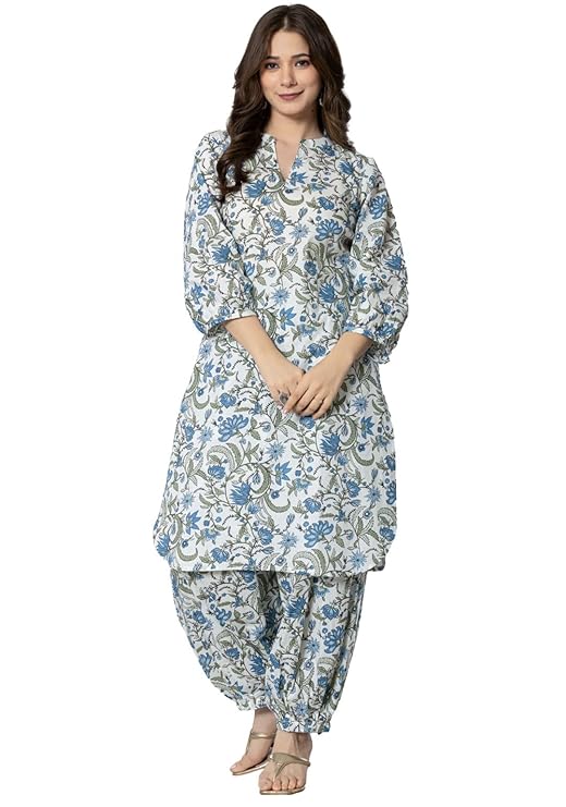 Latest Deal On rytras Women Pure Cotton Printed Straight Kurta Set with Palazzo Pants - Dealsified