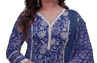 Amayra Women’s Pure Cotton Printed Straight Kurta Set with Palazzo Pants & Dupatta