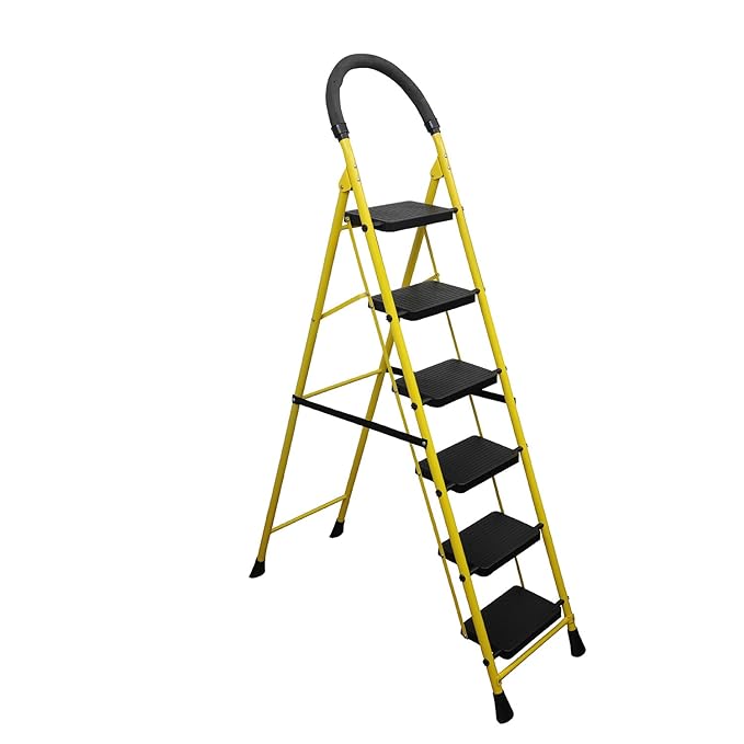 Latest Deal On BonKaso Mild Steel Multipurpose Climb Swift 6-Step Foldable Ladder - Dealsified