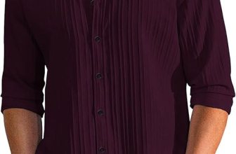 DEELMO Men’s Casual Button Down Shirts Long Sleeve Linen Shirt Fashion Textured Beach Summer Shirt