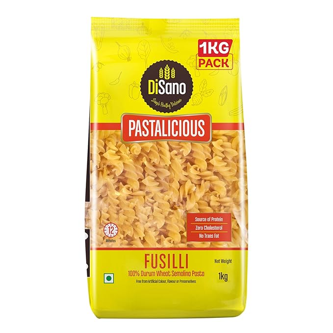 Latest Deal On DiSano Fusilli Pasta, 1Kg, 100% Durum Wheat, No Maida, Source of Protein & Fiber - Dealsified