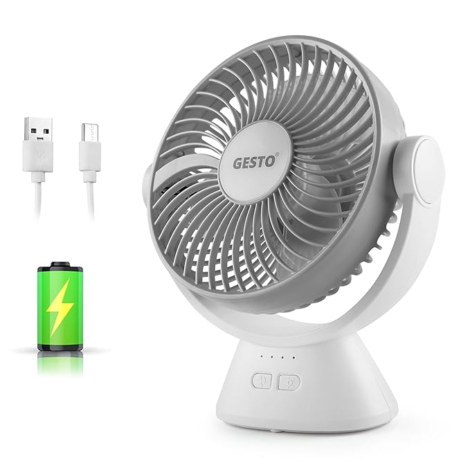 Latest Deal On Gesto 7.8 Inch High Speed Rechargeable Table Fan for Home - Dealsified