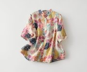 Gufrina Women’s Casual Button-Down Shirt with Multicolor Floral Print & Half Sleeves