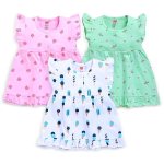 LuvLap Baby Girl 100% Cotton Sleevless Girls Frock Pack of 3