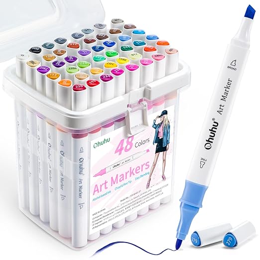 Latest Deal On Ohuhu Alcohol Markers,48 Colour Dual Tip Chisel & Fine Art Markers Set Marker Pen - Dealsified