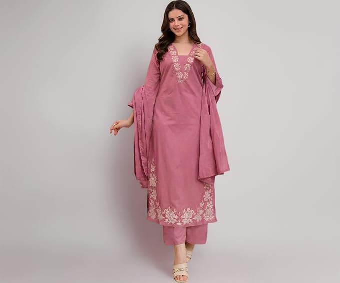 Latest Deal On ANNI Designer Pure Cotton Embroidered Kurta Set for Women - Dealsified
