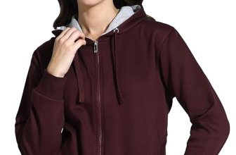 Alan Jones Clothing Women’s Solid Zipper Hooded Sweatshirt