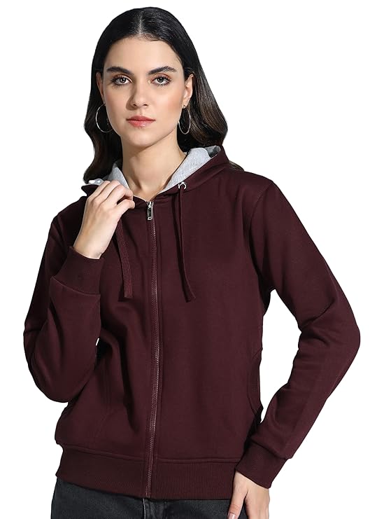 Alan Jones Clothing Women's Solid Zipper Hooded Sweatshirt Latest Deal On Alan Jones Clothing Women's Solid Zipper Hooded Sweatshirt - Dealsified