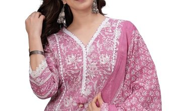 Amayra Women’s Pure Cotton Printed Straight Kurta Set with Palazzo Pants & Dupatta