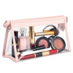 GLUN® Pink Transparent Makeup Pouch with Zipper